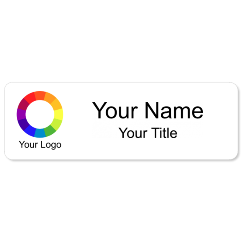 White Name Badges with Magnet- 1 x 3 - Design Now