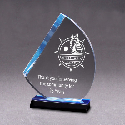 Sail Award- Blue Mirrored Base 6x10- AME082
