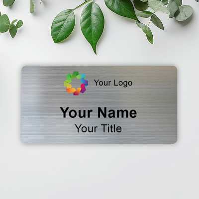 1.5 x 3 Silver Metal Name Badges with Magnetic Name Tags