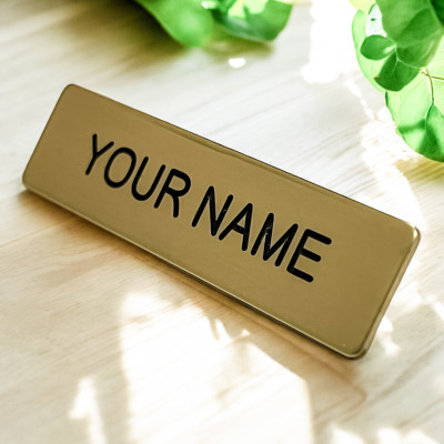 Gold 1 Line- 5/8 x 2 1/2 Metal Engraved Uniform Name Tag